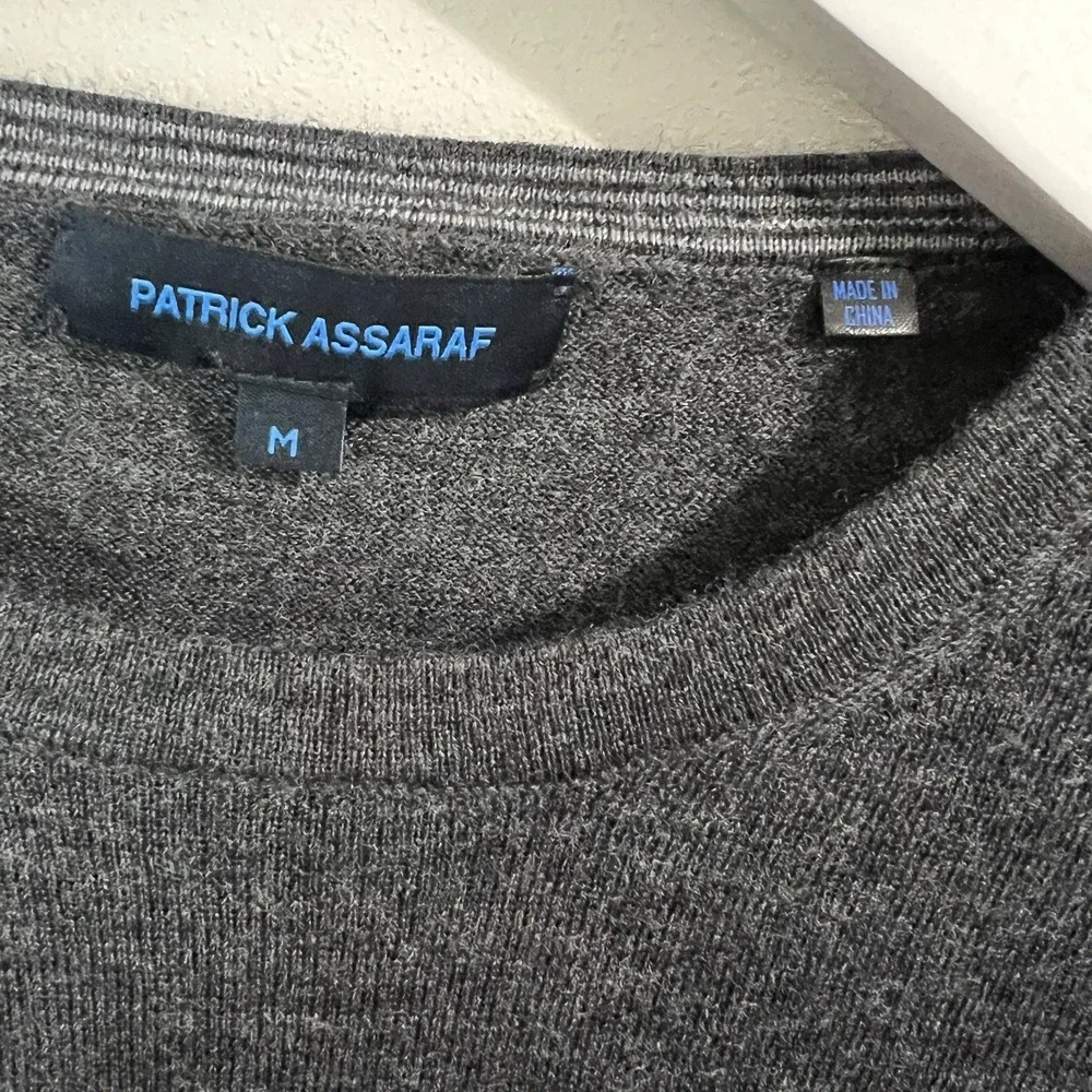Patrick Assaraf Men's Medium 100% Merino Wool Base Layer Crewneck Sweater‎ Gray